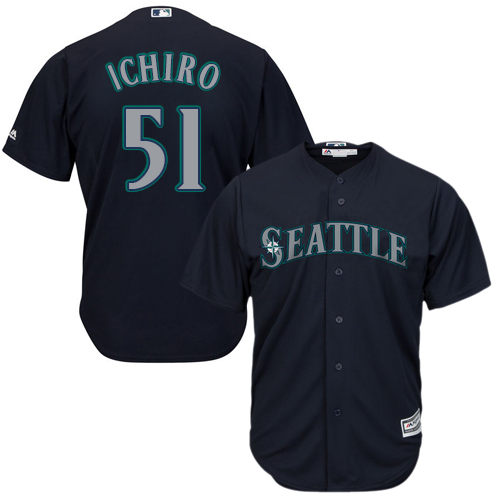 Mariners #51 Ichiro Suzuki Navy Blue Cool Base Stitched Youth MLB Jersey - Click Image to Close